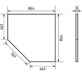 Plateau inoxydable pour meuble d'angle bas 1 porte MOBILIO