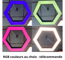 Luminaire Led hexagonal ouvert- Éclairage couleur RGB