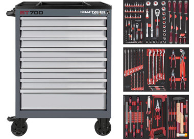 Servante d'atelier 8 tiroirs BT700 avec 236 outils KRAFTWERK 102.470.509