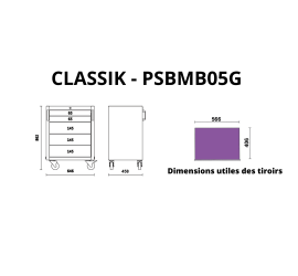 Servante mobile 5 tiroirs - CLASSIK
