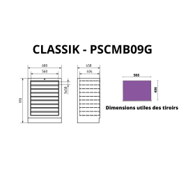Meuble bas 9 tiroirs - CLASSIK